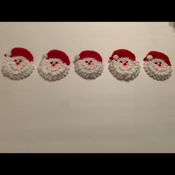 Christmas Santa Face Five Vintage New Ornament Handmade Crochet - Picture 6 of 9